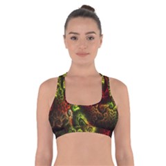 Green And Red Lights Wallpaper Fractal Digital Art Artwork Cross Back Sports Bra by uniart180623