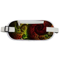 Green And Red Lights Wallpaper Fractal Digital Art Artwork Rounded Waist Pouch by uniart180623