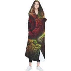 Green And Red Lights Wallpaper Fractal Digital Art Artwork Wearable Blanket by uniart180623