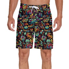 Cartoon Monster Pattern Abstract Background Men s Beach Shorts by uniart180623