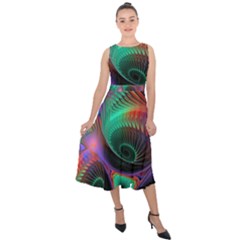 Circle Art 3d Artwork Graphics Vortex Colorful Digital Art Midi Tie-back Chiffon Dress