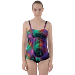 Circle Art 3d Artwork Graphics Vortex Colorful Digital Art Twist Front Tankini Set by uniart180623