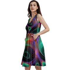 Circle Art 3d Artwork Graphics Vortex Colorful Digital Art Sleeveless V-neck Skater Dress With Pockets by uniart180623