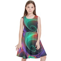 Circle Art 3d Artwork Graphics Vortex Colorful Digital Art Kids  Skater Dress by uniart180623