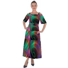 Circle Art 3d Artwork Graphics Vortex Colorful Digital Art Shoulder Straps Boho Maxi Dress 
