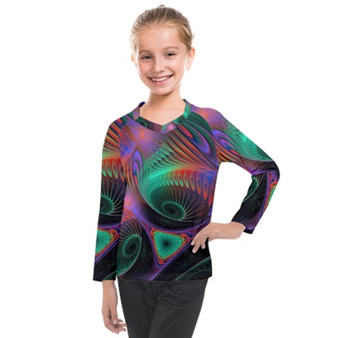 Circle Art 3d Artwork Graphics Vortex Colorful Digital Art Kids  Long Mesh Tee by uniart180623