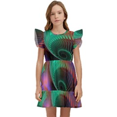 Circle Art 3d Artwork Graphics Vortex Colorful Digital Art Kids  Winged Sleeve Dress by uniart180623