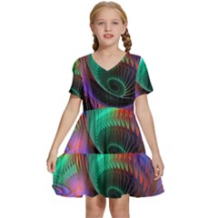 Circle Art 3d Artwork Graphics Vortex Colorful Digital Art Kids  Short Sleeve Tiered Mini Dress by uniart180623