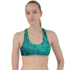 Green And Blue Peafowl Peacock Animal Color Brightly Colored Criss Cross Racerback Sports Bra