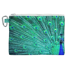 Green And Blue Peafowl Peacock Animal Color Brightly Colored Canvas Cosmetic Bag (XL)