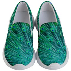 Green And Blue Peafowl Peacock Animal Color Brightly Colored Kids Lightweight Slip Ons