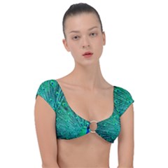 Green And Blue Peafowl Peacock Animal Color Brightly Colored Cap Sleeve Ring Bikini Top