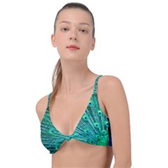 Green And Blue Peafowl Peacock Animal Color Brightly Colored Knot Up Bikini Top