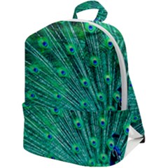 Green And Blue Peafowl Peacock Animal Color Brightly Colored Zip Up Backpack
