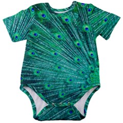 Green And Blue Peafowl Peacock Animal Color Brightly Colored Baby Short Sleeve Bodysuit