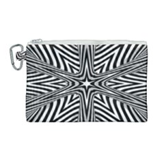 Fractal Star Mandala Black And White Canvas Cosmetic Bag (large) by uniart180623