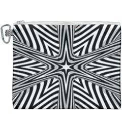 Fractal Star Mandala Black And White Canvas Cosmetic Bag (xxxl) by uniart180623