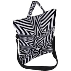 Fractal Star Mandala Black And White Fold Over Handle Tote Bag by uniart180623