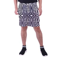 Fractal Star Mandala Black And White Men s Pocket Shorts by uniart180623