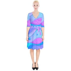 Colorful Blue Purple Wave Wrap Up Cocktail Dress by uniart180623