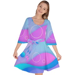 Colorful Blue Purple Wave Velour Kimono Dress by uniart180623