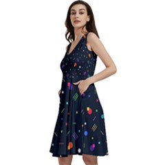 Abstract Minimalism Digital Art Abstract Sleeveless V-neck Skater Dress With Pockets