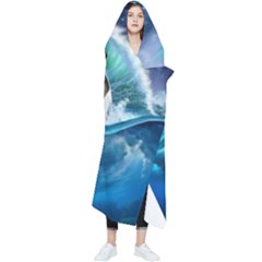 Orca Wave Water Underwater Sky Wearable Blanket