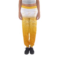 Texture Pattern Macro Glass Of Beer Foam White Yellow Women s Jogger Sweatpants