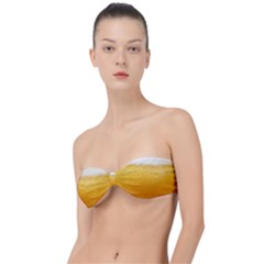 Texture Pattern Macro Glass Of Beer Foam White Yellow Classic Bandeau Bikini Top  by uniart180623