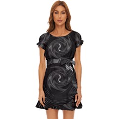 Abstract Mandala Twirl Puff Sleeve Frill Dress by uniart180623