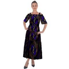 Manadala Twirl Abstract Shoulder Straps Boho Maxi Dress 