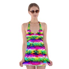 Waves Of Color Halter Dress Swimsuit  by uniart180623