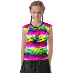 Waves Of Color Kids  Raglan Cap Sleeve Tee