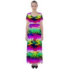 Waves Of Color High Waist Short Sleeve Maxi Dress by uniart180623