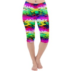 Waves Of Color Lightweight Velour Cropped Yoga Leggings by uniart180623