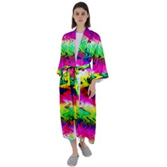 Waves Of Color Maxi Satin Kimono by uniart180623