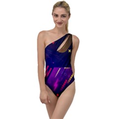 Colorful Abstract Background Creative Digital Art Colorful Geometric Artwork To One Side Swimsuit by uniart180623