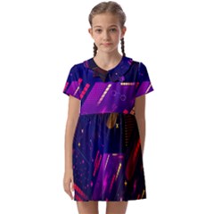 Colorful Abstract Background Creative Digital Art Colorful Geometric Artwork Kids  Asymmetric Collar Dress by uniart180623