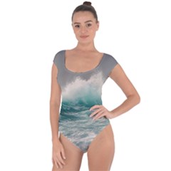 Big Storm Wave Short Sleeve Leotard  by uniart180623