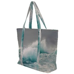 Big Storm Wave Zip Up Canvas Bag by uniart180623