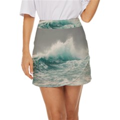 Big Storm Wave Mini Front Wrap Skirt by uniart180623