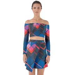 Minimalist Abstract Shaping Abstract Digital Art Minimalism Off Shoulder Top With Skirt Set by uniart180623