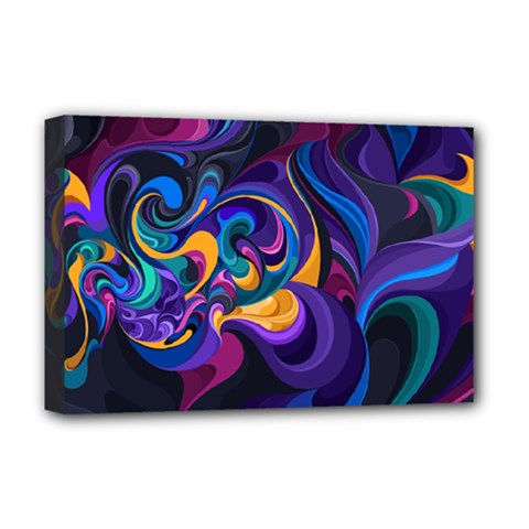 Colorful Waves Abstract Waves Curves Art Abstract Material Material Design Deluxe Canvas 18  X 12  (stretched) by uniart180623