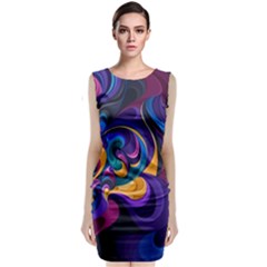 Colorful Waves Abstract Waves Curves Art Abstract Material Material Design Classic Sleeveless Midi Dress