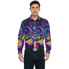 Colorful Waves Abstract Waves Curves Art Abstract Material Material Design Men s Long Sleeve  Shirt