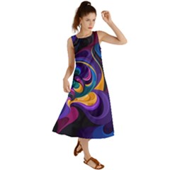 Colorful Waves Abstract Waves Curves Art Abstract Material Material Design Summer Maxi Dress