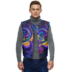 Colorful Waves Abstract Waves Curves Art Abstract Material Material Design Men s Button Up Puffer Vest	 by uniart180623