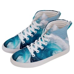 Tsunami Big Blue Wave Ocean Waves Water Men s Hi-top Skate Sneakers by uniart180623