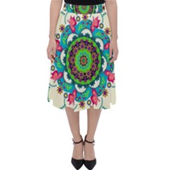 Mandala Flowers Abstract Butterflies Floral Pattern Summer Classic Midi Skirt by uniart180623