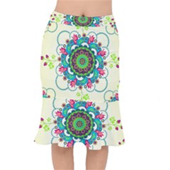 Mandala Flowers Abstract Butterflies Floral Pattern Summer Short Mermaid Skirt by uniart180623